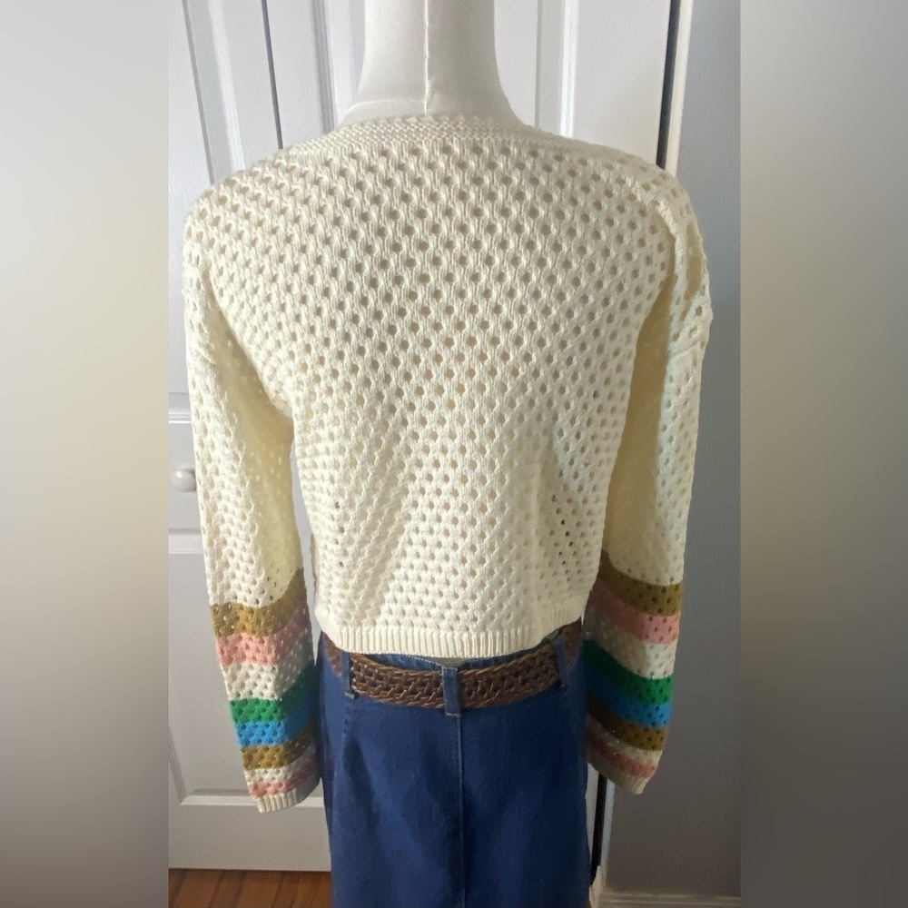 Colorful Crochet Patterned Women's Sweater - Picture 6 of 8